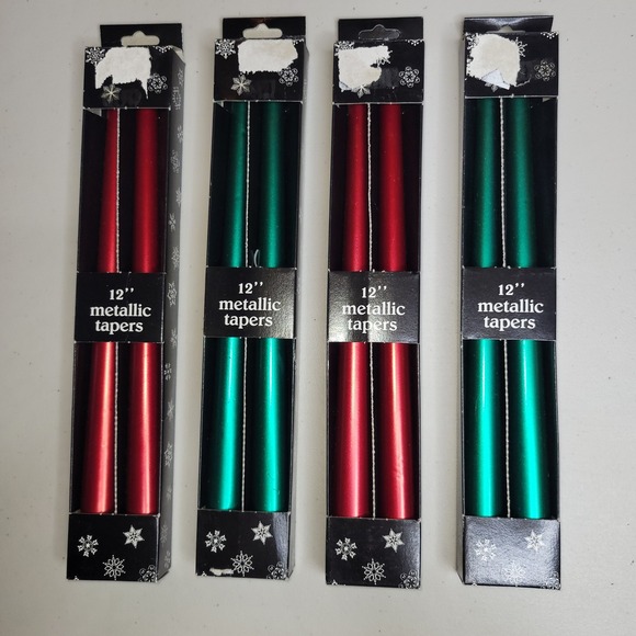 Robert Alan Candle Company Other - Vintage Robert Alan Candle Company 12" Metallic Taper Candles Red Green 4 Pairs